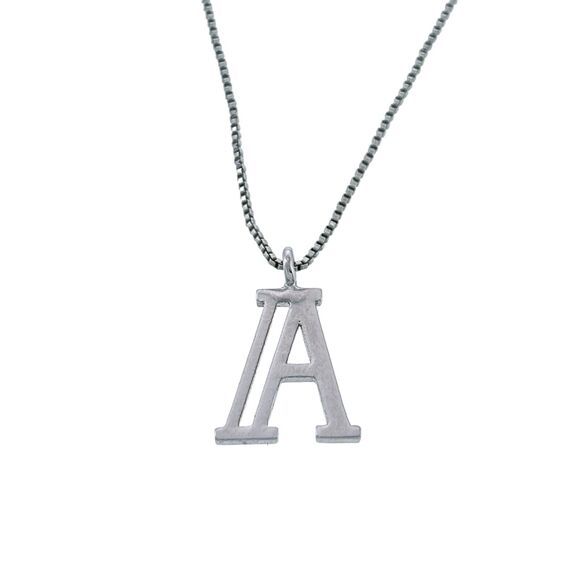 Vintage Silver Tone Letter “A” Pendant Necklace 30"-33" - Picture 1 of 5